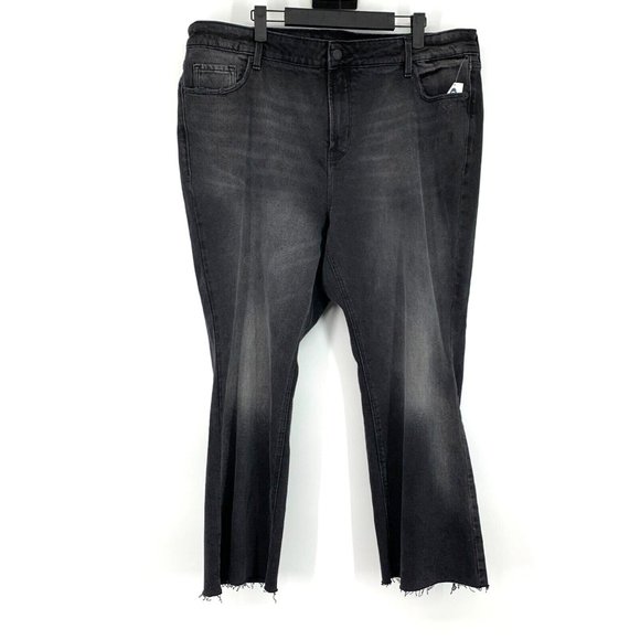 Old Navy Jeans Flare Ankle High Rise Gray Slim Pocket Raw Hem NWT - Picture 3 of 10